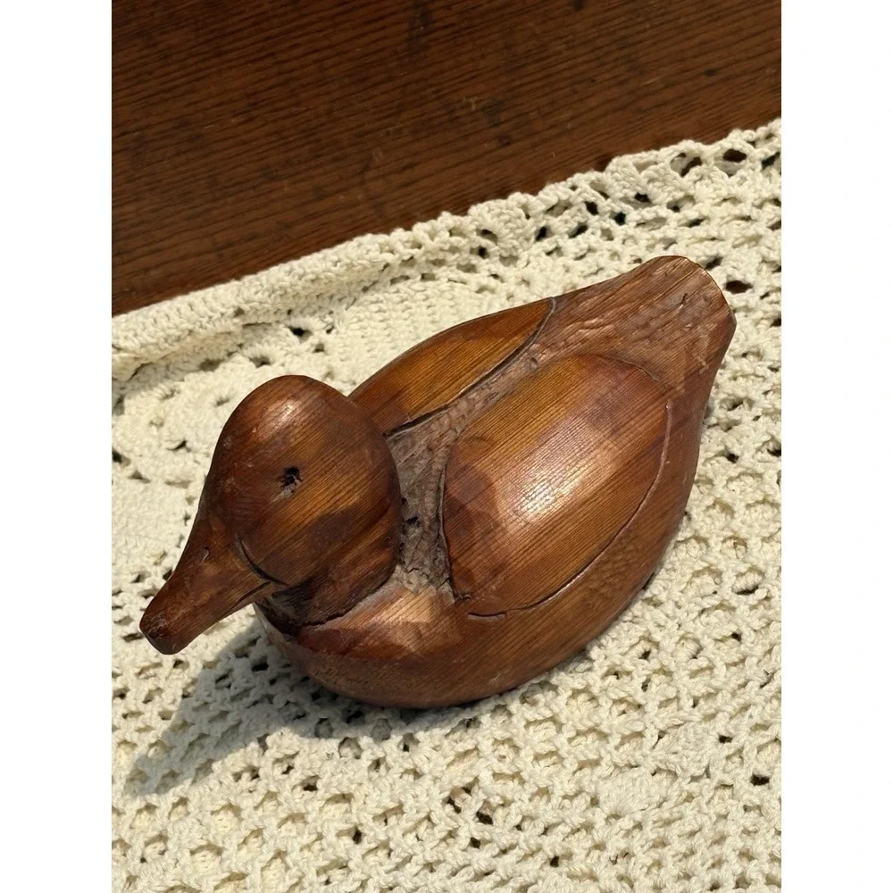 Vintage  Rustic Primitive Wooden Duck Hand Carved 7